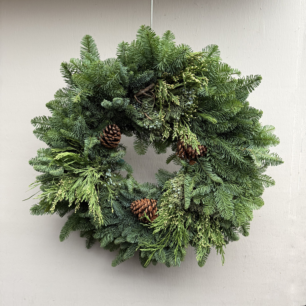 22 inch MIXED EVERGREEN WREATH (image for) 22 inch MIXED EVERGREEN WREATH
